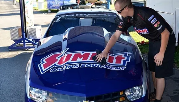The Summit Racing Camaro getting detailed at the show